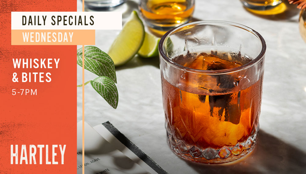 Whiskey & Bites web tile with whiskey cocktail image